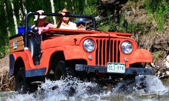 Crystal River Jeep Tours 1959
                  CJ5 Ticker Bell crossing Lost Trail Creek.